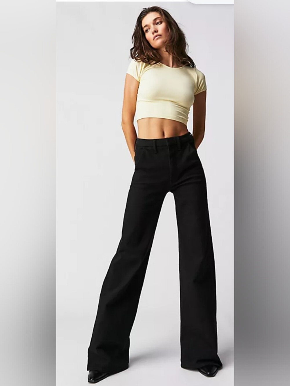 MOTHER Black High-Waist Wide-Leg Jeans